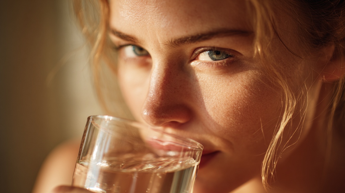 Žena pije čašu vode